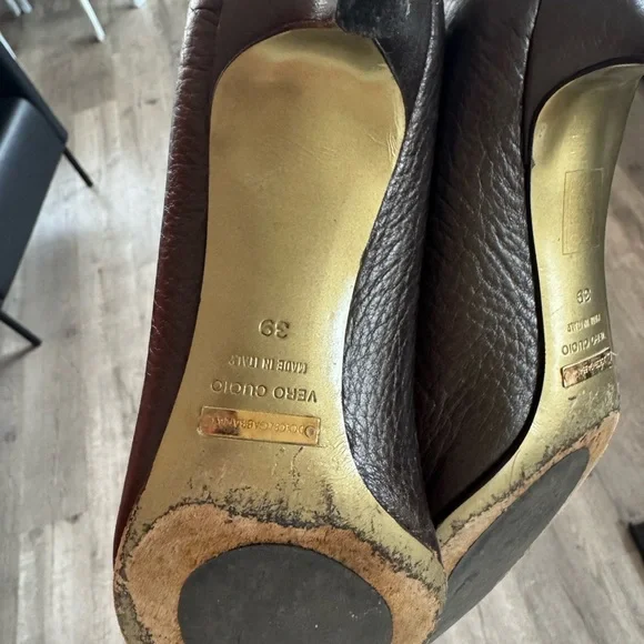 Dolce & Gabbana Dark Brown Leather Heels - Picture 3 of 7